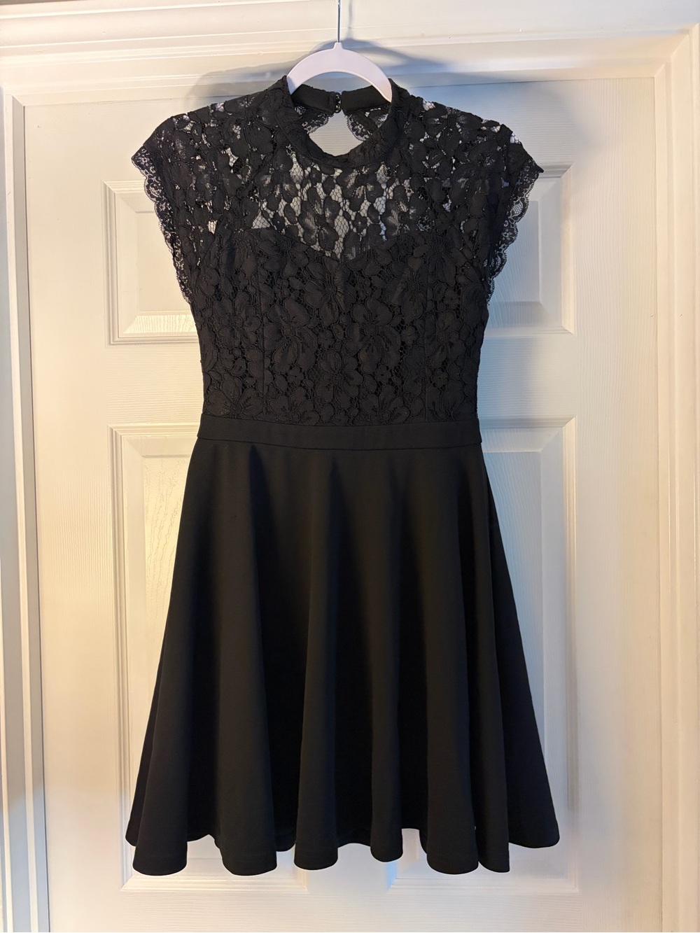 miami Black Lace Fit & Flare Mini Dress